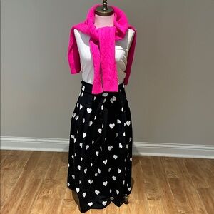 NEW! Talbots black white heart midi skirt with pleats pockets size 6